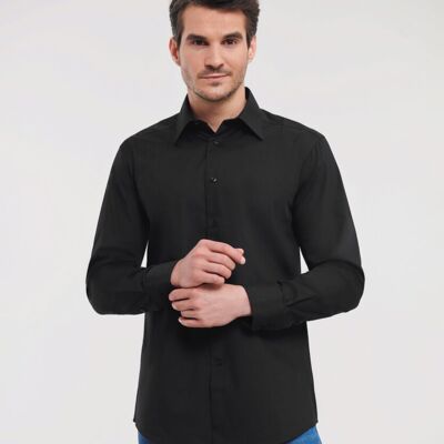 Long sleeve polycotton easycare fitted poplin shirt Thumbnail